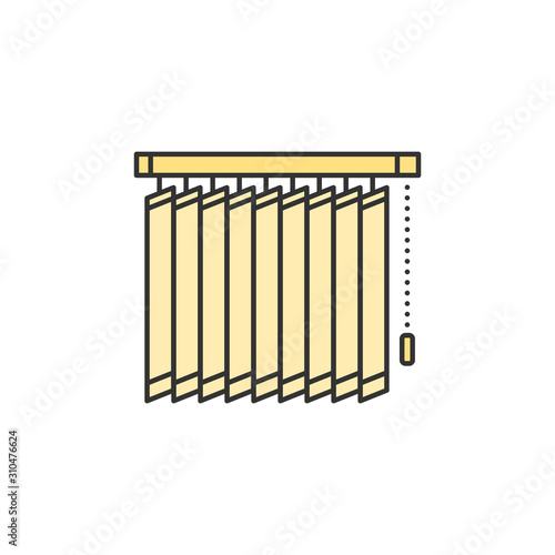Vertical blinds jalousie thin line colored vector icon