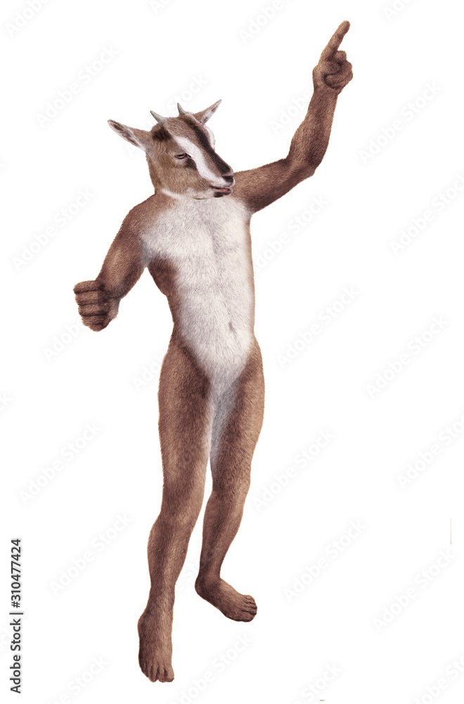  humain hybride animal, tête d'animal , mi-humain, mi-chèvre ,   blanc, corps, isolé, personne, gens, caractère, anatomie, abstrait, affaires, figure, dessin animé, illustration, mannequin, homme, con
