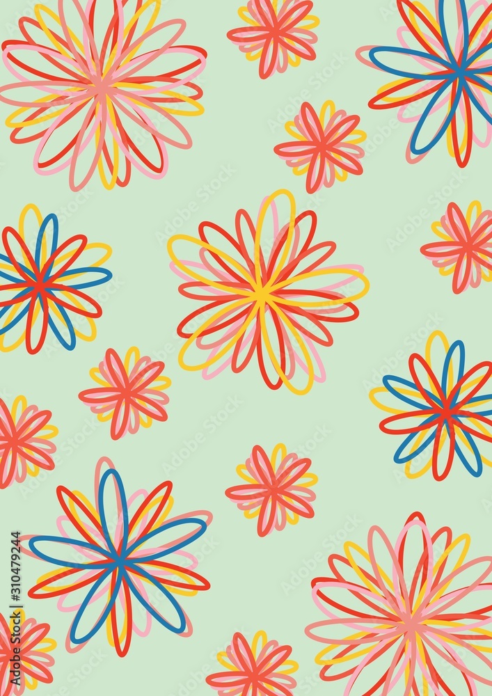 ute floral seamless background with simple vintage flowers. Repeat patterns with hand drawn flowers. Elegant template for fashion prints. Printing. Image Illustration.