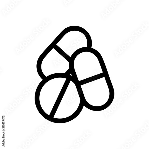 a handful of antibiotics icon vector. A thin line sign. Isolated contour symbol illustration