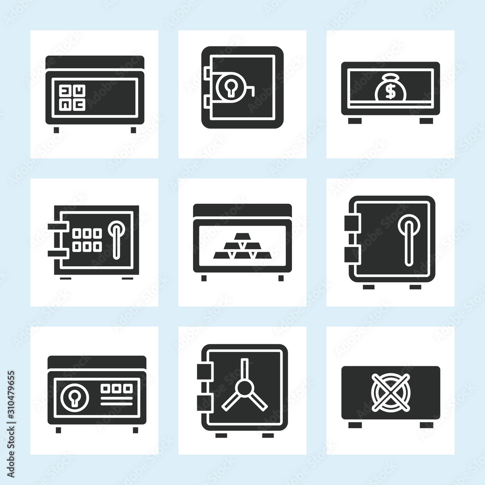 safe icons set glyph vector safe icons set glyph vector