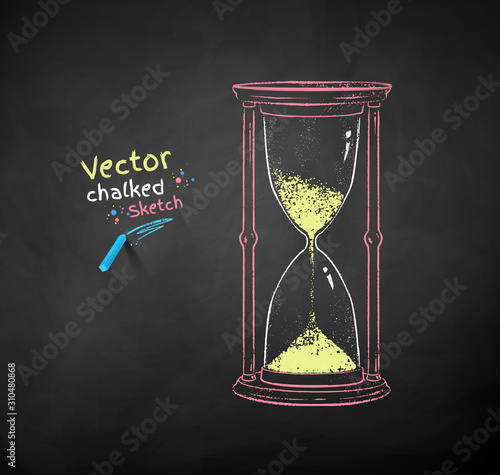 Vector color chalk drawn illustration of hourglass