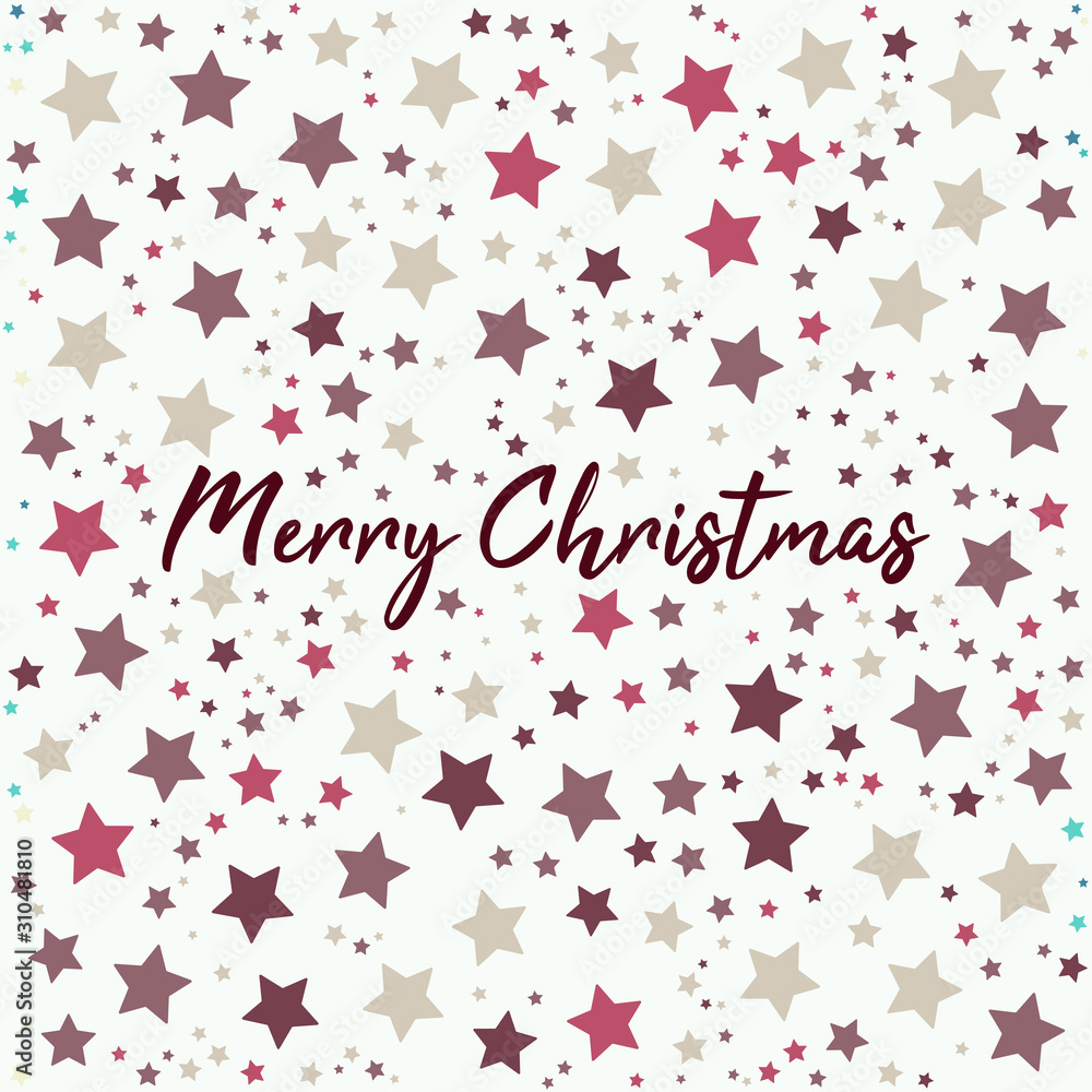 Christmas greeting card design with stars and lettering.New year postcard.