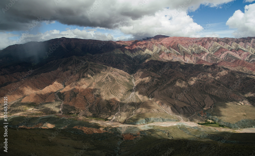 Serrania de Hornocal, the fourteen colors hill at Quebrada de Humahuaca in Jujuy, Argentina
