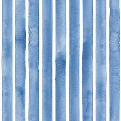 Acrylglasbilder Blau-weiße Muster Aquarell Marinestreifen auf Weiß  © Olga
