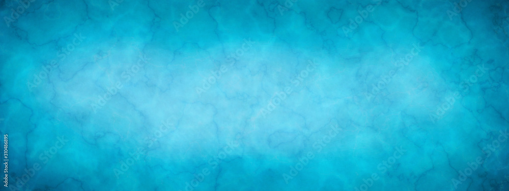 Elegant blue marbled texture horizontal empty background. Old blurred texture wallpaper. Luxury antique card. Website background. Vintage textured web banner header board. Copy space