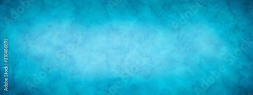 Elegant blue marbled texture horizontal empty background. Old blurred texture wallpaper. Luxury antique card. Website background. Vintage textured web banner header board. Copy space © melita