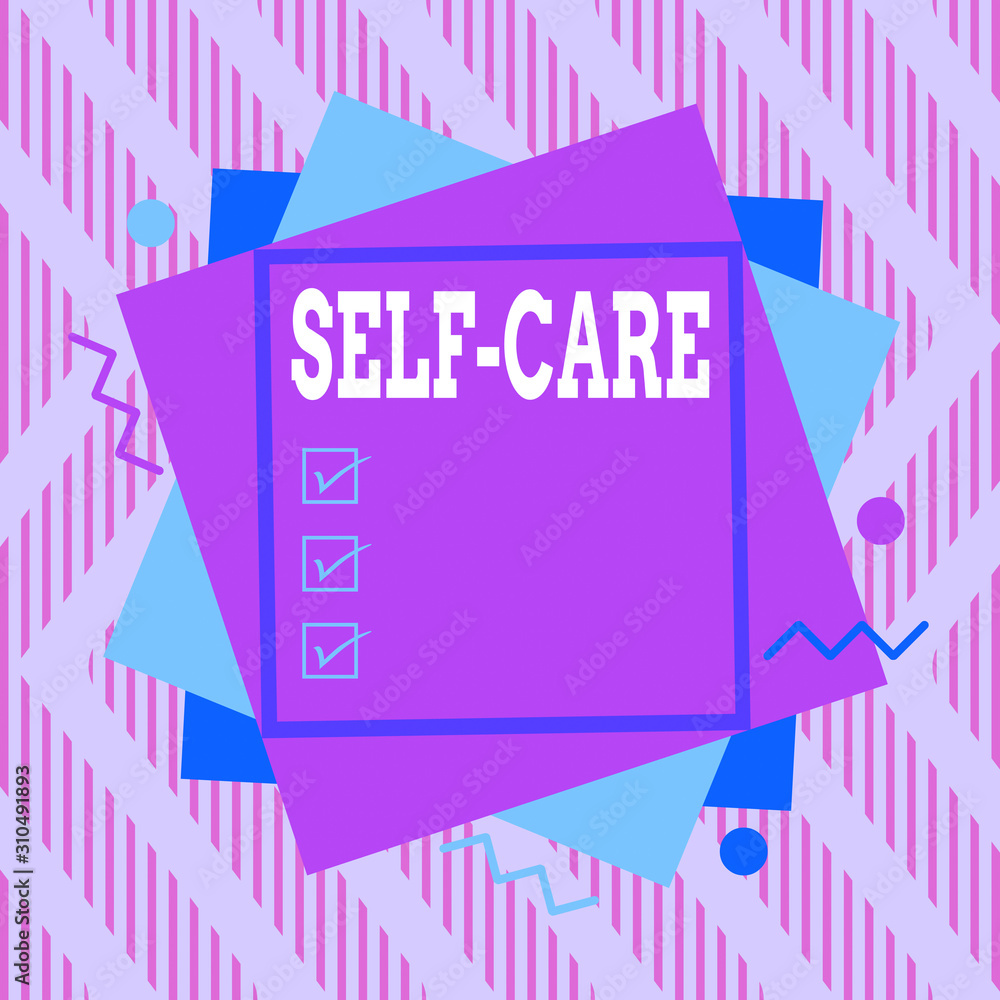 Word writing text Self Care. Business photo showcasing practice of taking action to preserve or improve ones own health Asymmetrical uneven shaped format pattern object outline multicolour design Word writing text Self Care. Business photo showcasing practice of taking action to preserve or improve ones own health Asymmetrical uneven shaped format pattern object outline multicolour design