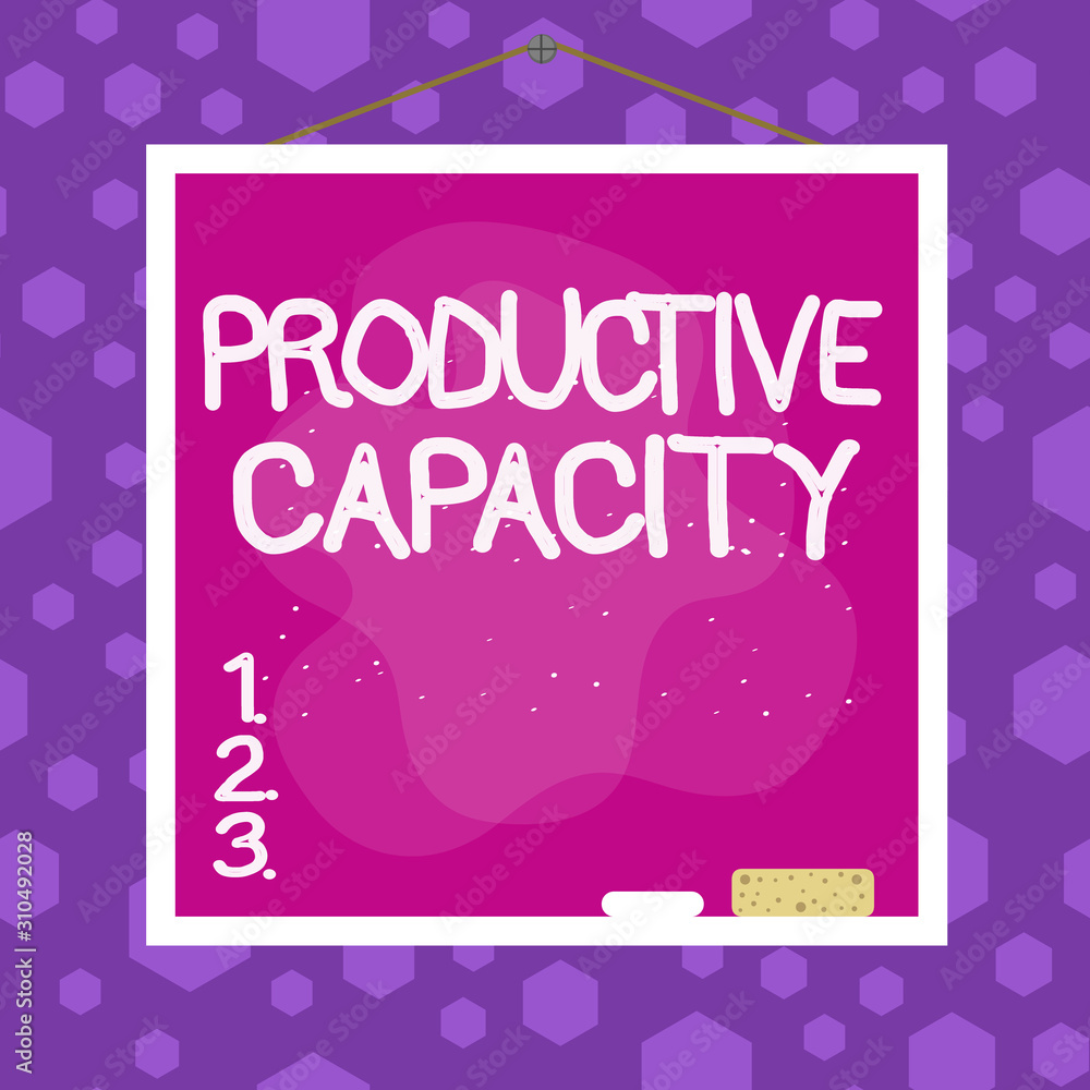 Writing note showing Productive Capacity. Business concept for the maximum possible output of a production plant Asymmetrical uneven shaped pattern object multicolour design Writing note showing Productive Capacity. Business concept for the maximum possible output of a production plant Asymmetrical uneven shaped pattern object multicolour design