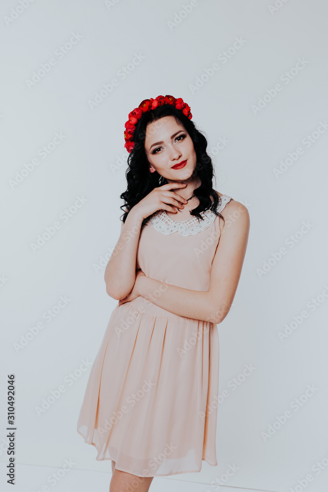 a beautiful cocktail dress stylish girl wreath