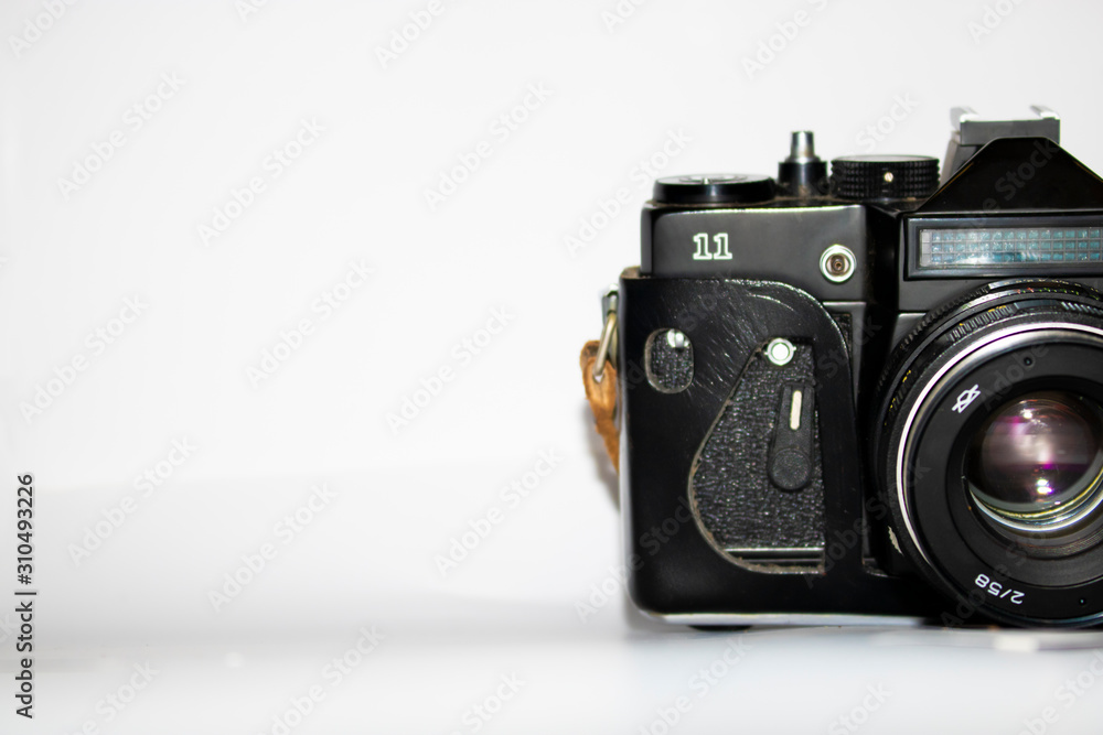 old vintge photo camera isolated on white background