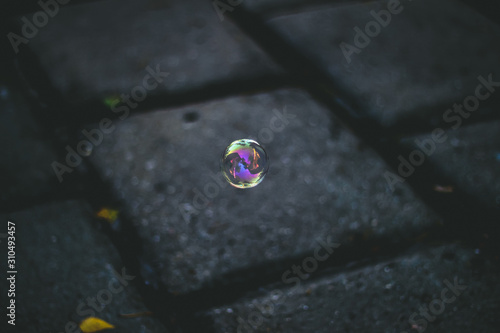 A soap bubble floating in the air