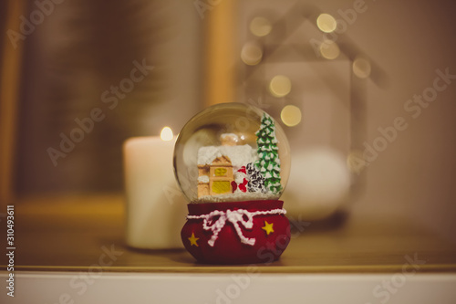 a snow globe in the interior of the apartament 