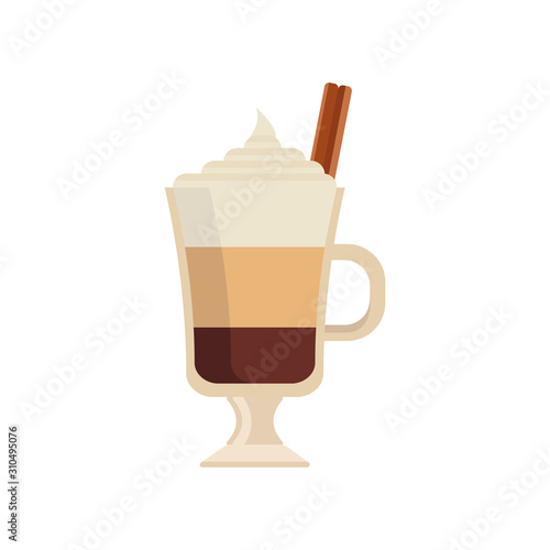 Venetian coffee on an isolated white background. Coffee drink in flat design. Vector illustration