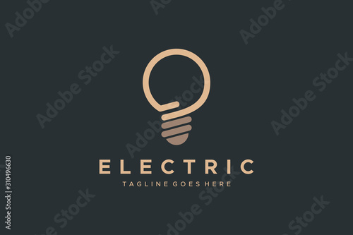 Light Bulb Icon Electricity Logo. Flat Vector Logo Design Template Element photo