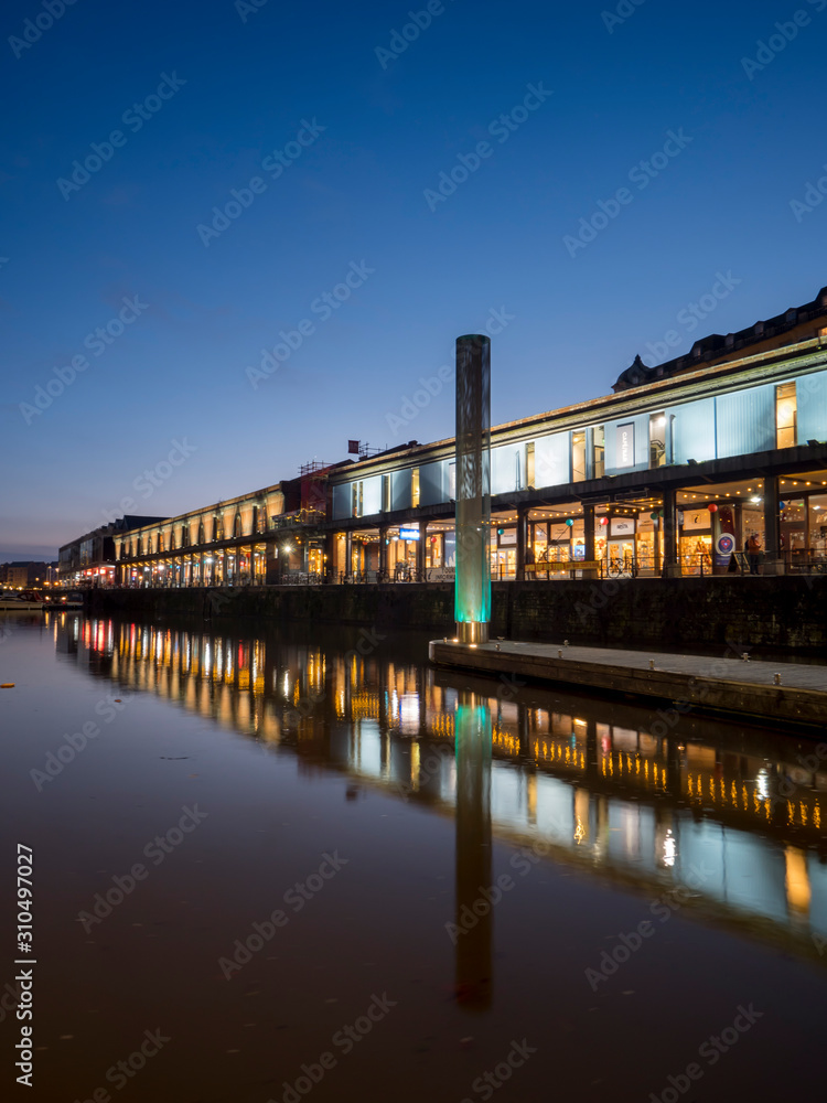 uk, england, Bristol Landing Waterfront dusk uk, england, Bristol Landing Waterfront dusk