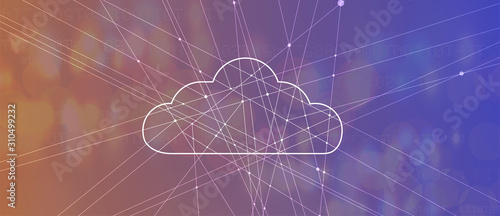 Cloud technology. Integrated digital web concept background