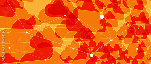 Cloud technology. Integrated digital web concept background