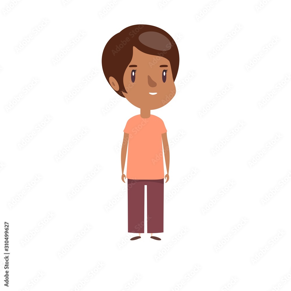 Smiling little child. Cheerful elementary school student, kindergarten pupil cartoon character. Kid flat vector illustration. Smiling little child. Cheerful elementary school student, kindergarten pupil cartoon character. Kid flat vector illustration.