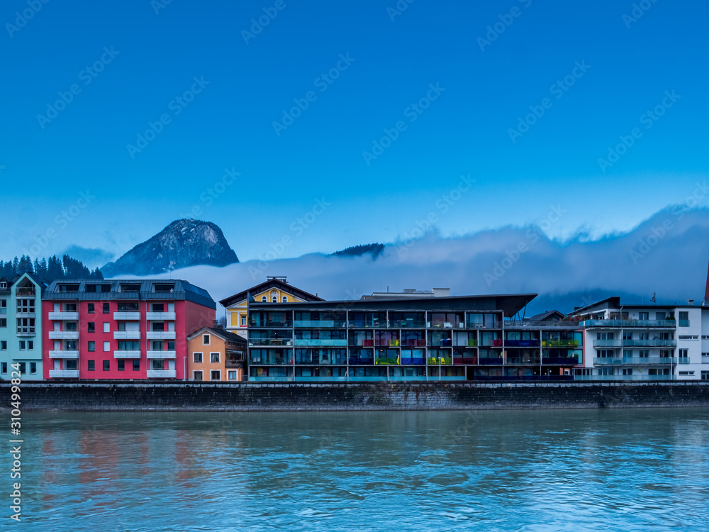Kufstein view to the River with blue sky background