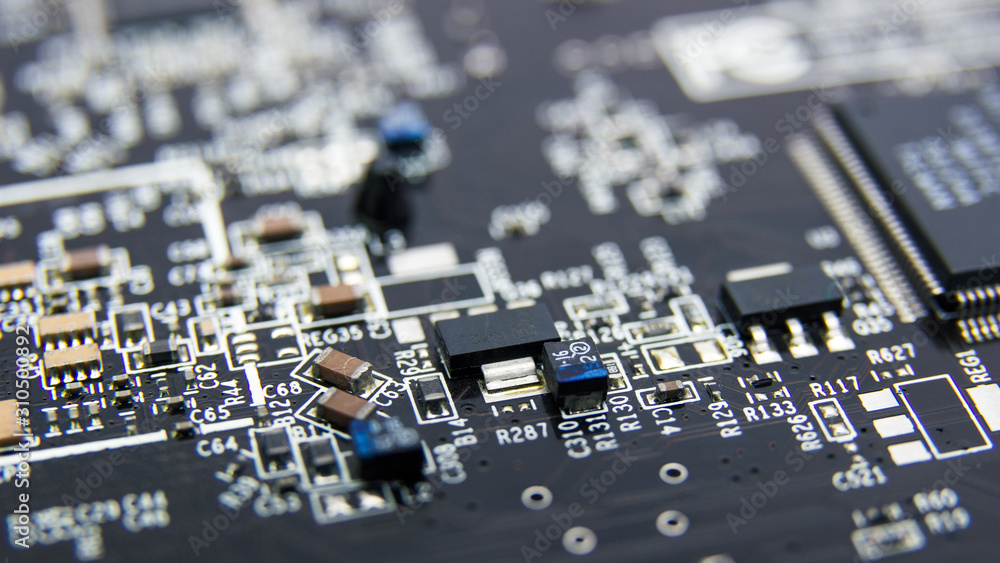 Modern printed circuit board, electronic circuit board, textolite. Background banner. Mother board, macro. Modern printed circuit board, electronic circuit board, textolite. Background banner. Mother board, macro.