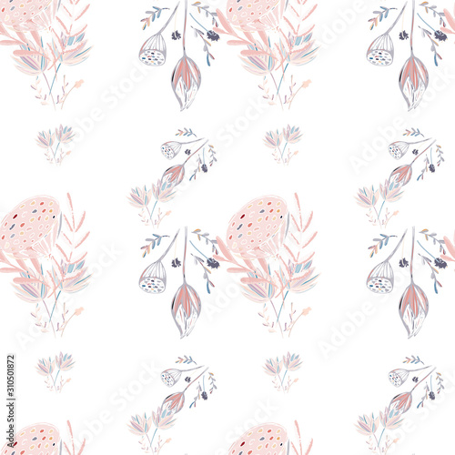 lotus flower seamless pattern trendy style with texture tablet painting Surface pattern design
