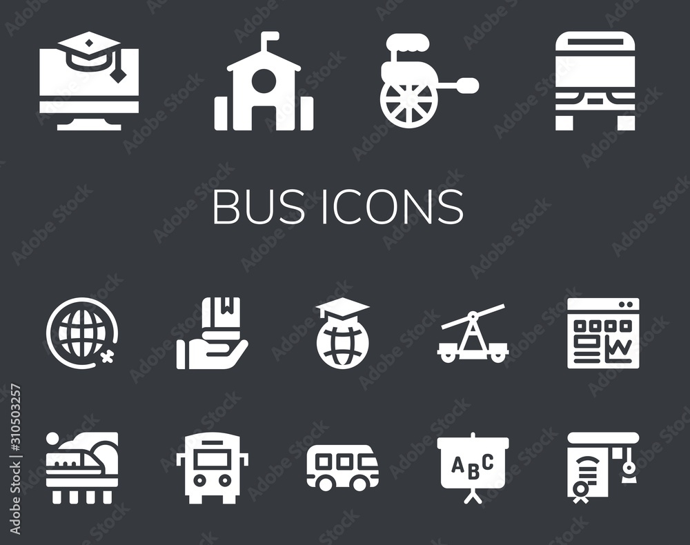 Modern Simple Set of bus Vector filled Icons Modern Simple Set of bus Vector filled Icons
