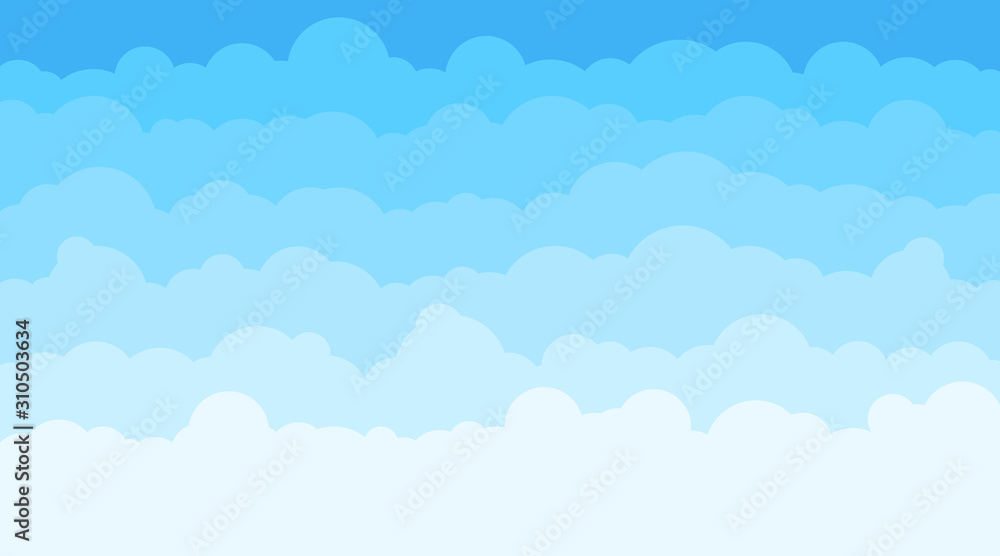 Cloud sky background image. The sky with clouds. White clouds on a blue sky. Vector illustration.