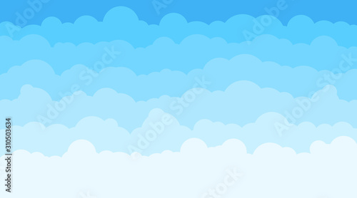 Cloud sky background image. The sky with clouds. White clouds on a blue sky. Vector illustration.