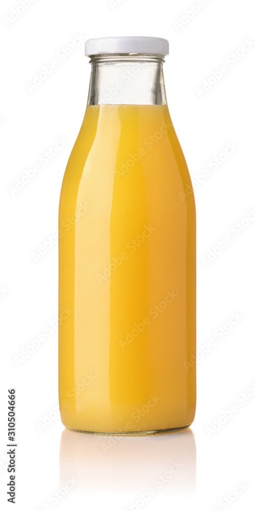 Front view of orange juice glass bottle Front view of orange juice glass bottle