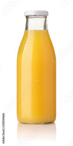 Foto Front view of orange juice glass bottle