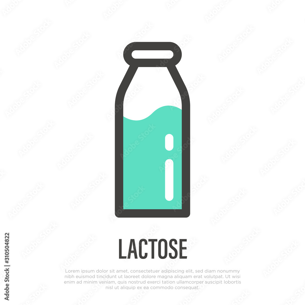 Lactose thin line icon. Symbol for packaging. Food intolerance. Vector illustration. Lactose thin line icon. Symbol for packaging. Food intolerance. Vector illustration.