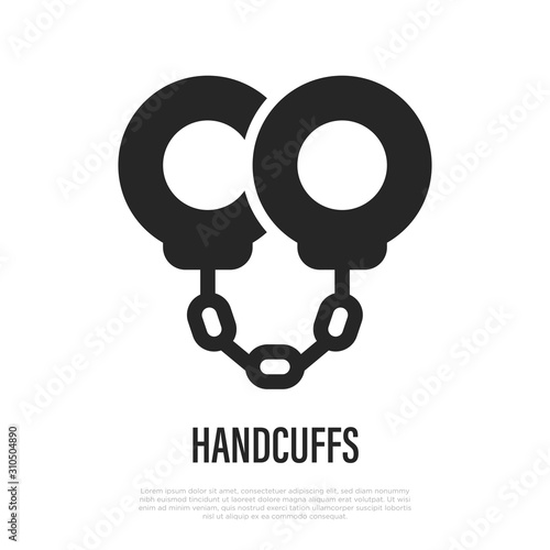 Handcuffs thin line icon. Modern vector illustration of police equipment.