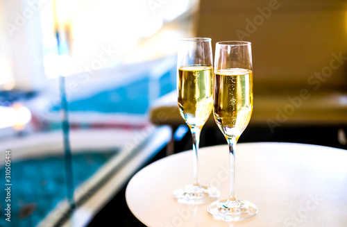Two glasses of champagne.