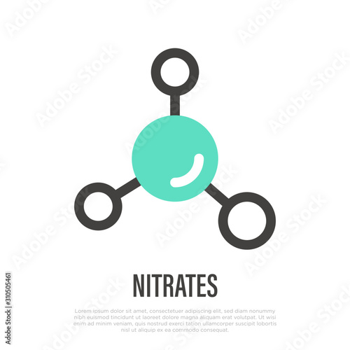 Nitrates thin line icon. Vector illustration for food packaging.