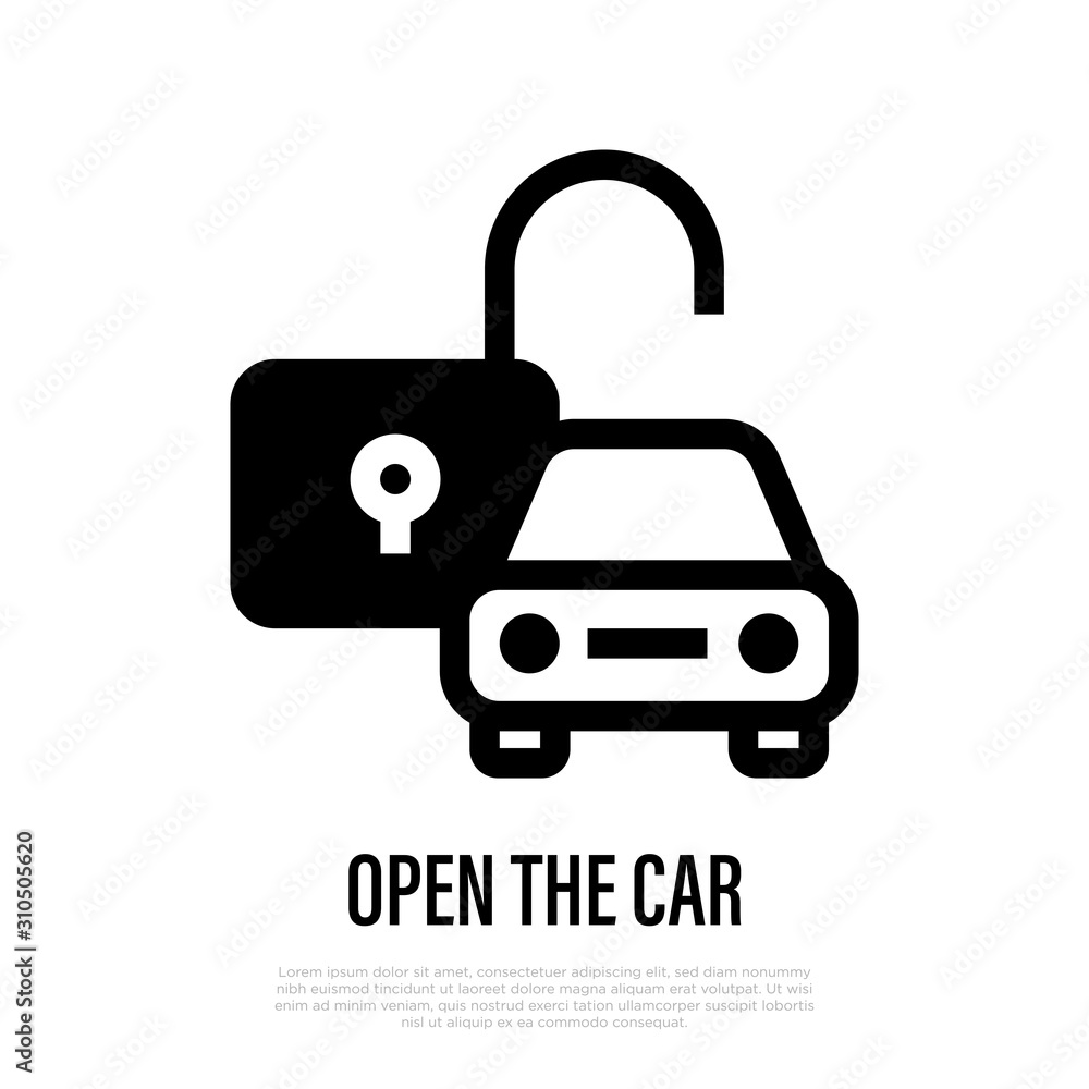 Unblocked car thin line icon. Vector illustration. Unblocked car thin line icon. Vector illustration.