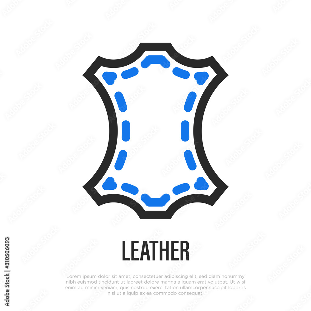 Leather symbol. Thin line icon. Vector illustration of fabric feature.