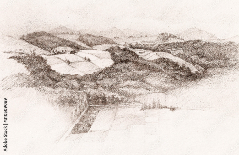 Fototapeta premium Sketch of hills