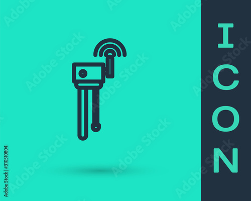 Black line Router and wi-fi signal symbol icon isolated on green background. Wireless ethernet modem router. Computer technology internet. Vector Illustration