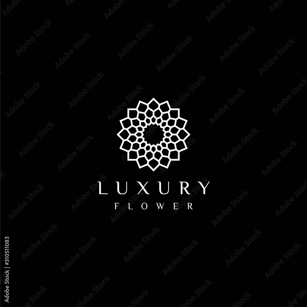 Luxury and geometric logo design of flower, beauty and fashion business with black background - EPS10 - Vector. Luxury and geometric logo design of flower, beauty and fashion business with black background - EPS10 - Vector.