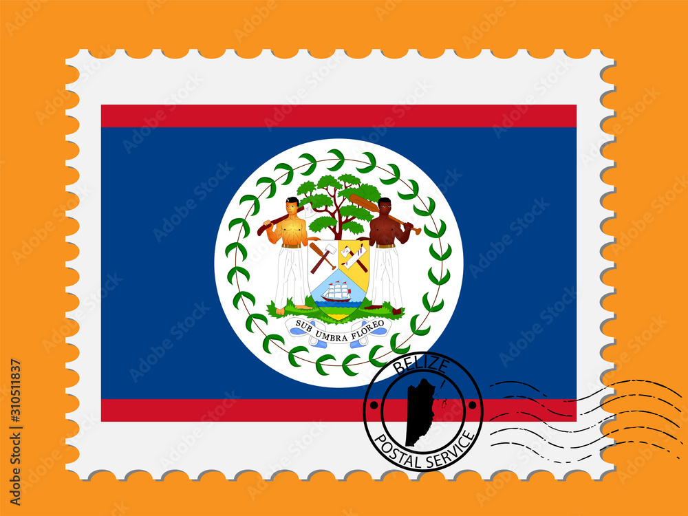 Obraz premium Belize Flag Postage Stamp Vector illustration Eps 10