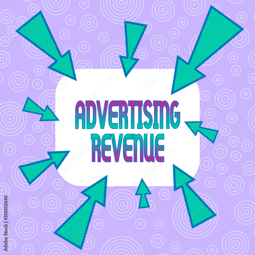 Conceptual hand writing showing Advertising Revenue. Concept meaning money media earn from selling advertising space or time Asymmetrical uneven shaped pattern object multicolour design Conceptual hand writing showing Advertising Revenue. Concept meaning money media earn from selling advertising space or time Asymmetrical uneven shaped pattern object multicolour design