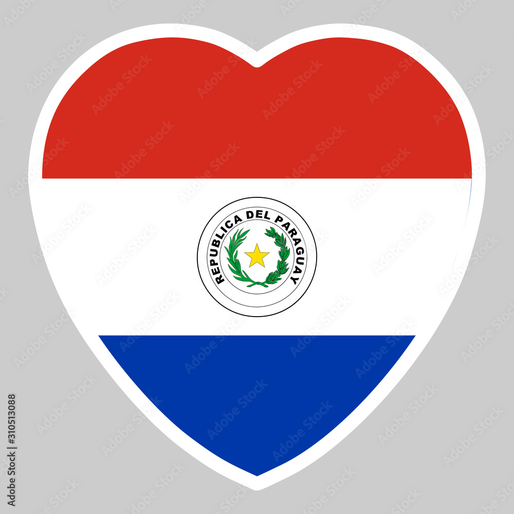 Obraz premium Paraguay Flag In Heart Shape Vector illustration Eps 10