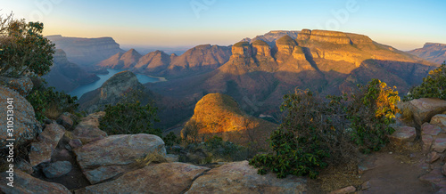 three rondavels and blyde river canyon at sunset  south africa