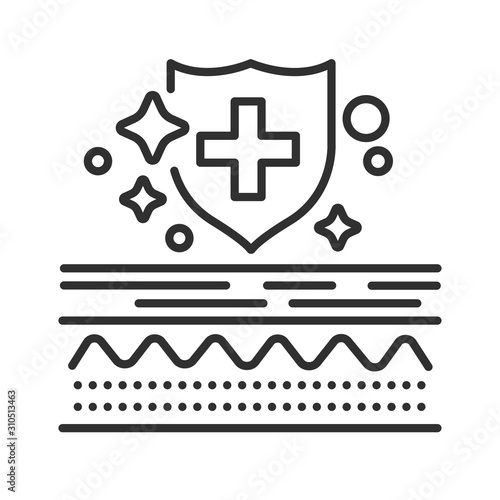 Healthy skin line black icon. Protection and medical support. Skin care. Sign for web page, mobile app, button, logo. Vector isolated element. Editable stroke