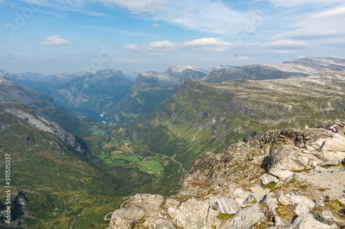 The majestic Geiranger Fjord taken from the highest viewpoint in Norway