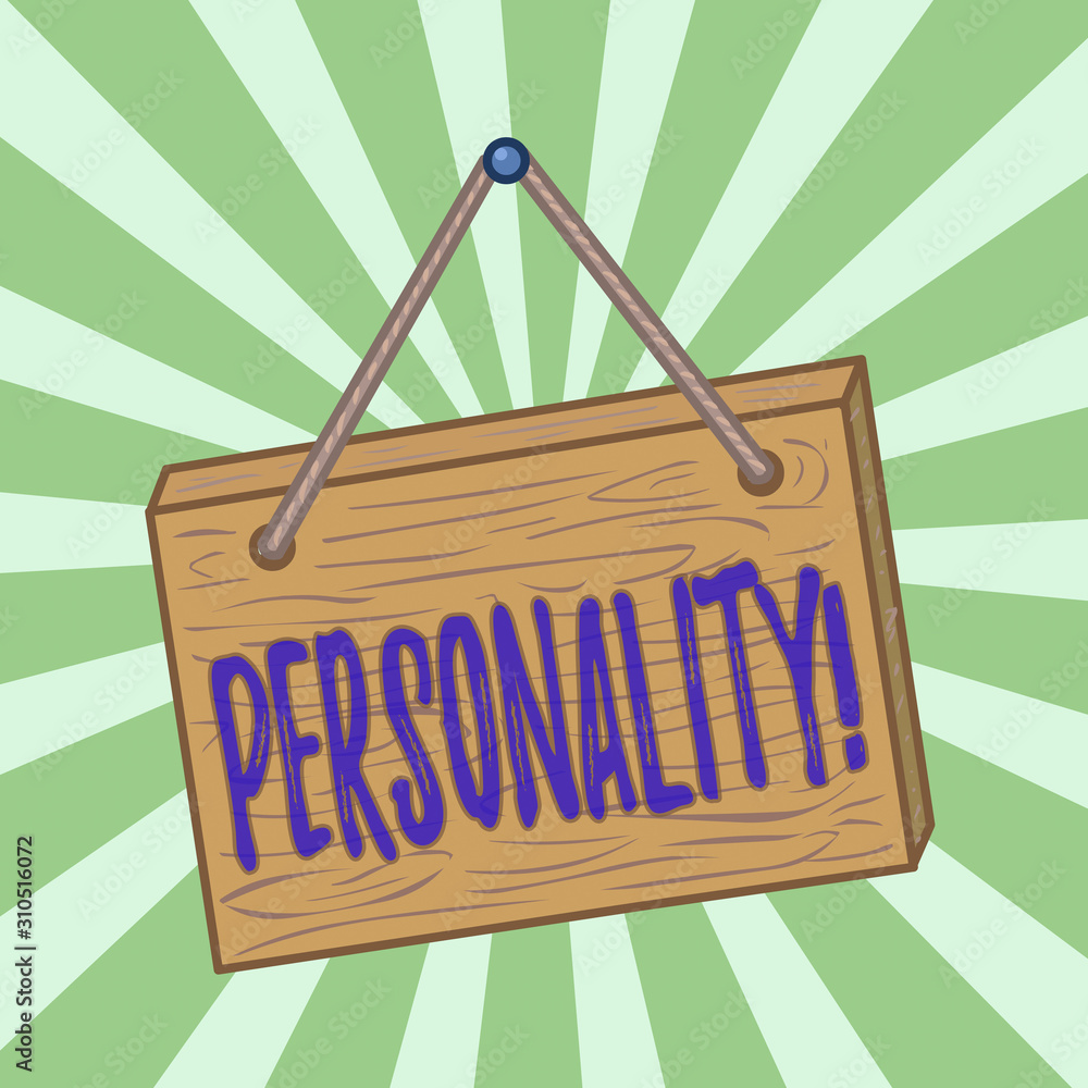Handwriting text writing Personality. Conceptual photo combination  characteristics that form individuals character Square rectangle unreal  cartoon wood wooden hang down on the coloured wall Stock Illustration |  Adobe Stock