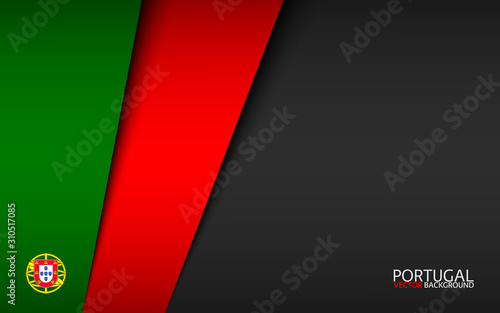 Modern vector background with Portuguese colors and grey free space for your text, overlayed sheets of paper in the look of the Portuguese flag, Made in Portugal