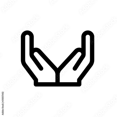 Protecting hands vector icon on white background