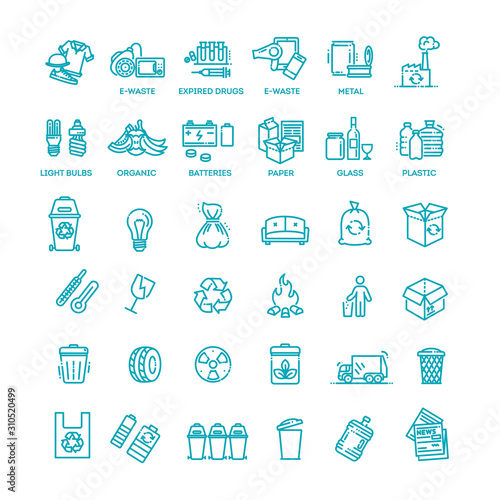 Garbage Vector Line Icons Set. Garbage icons set